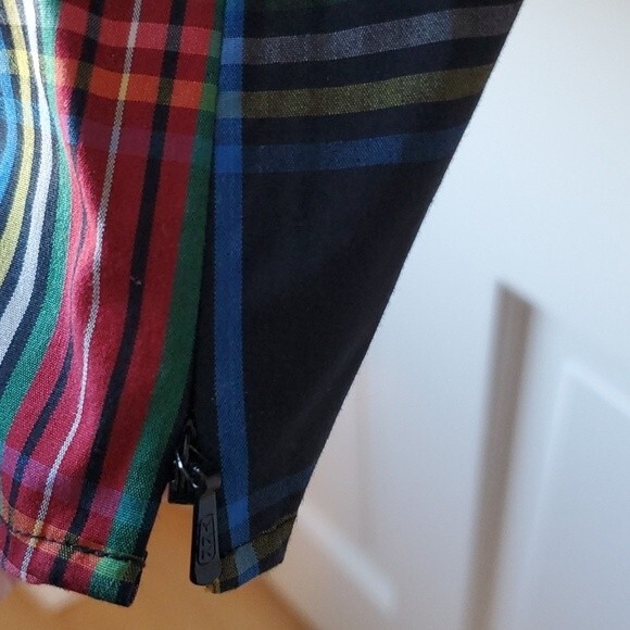 TALBOTS TARTAN PLAID COTTON RUFFLE HOLIDAY COTTAGE BLOUSE SIZE X BLACK RED GREEN - Picture 7 of 7